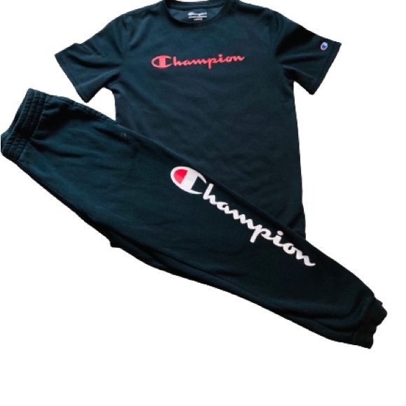 Champion Matching Sets Boys Champion Black Red Set Short Sleeve Tee
